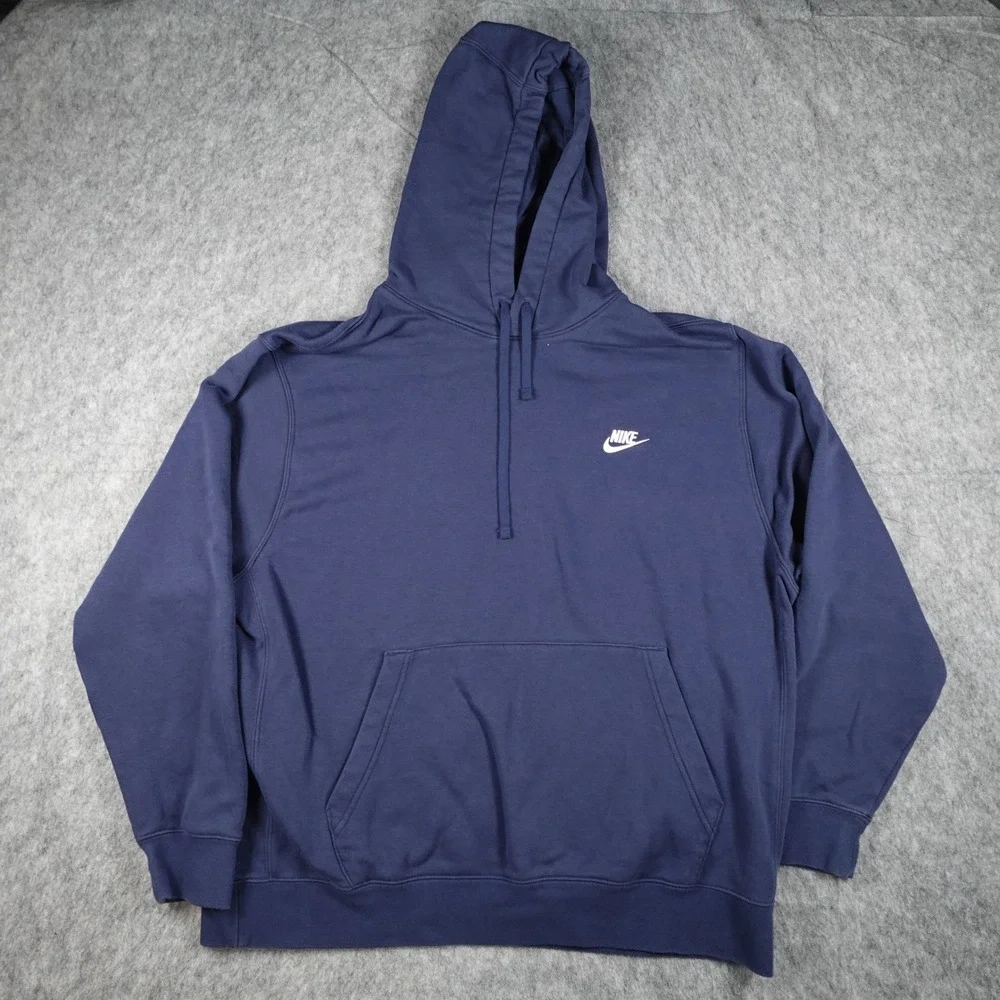 Nike Hoodie Mens XXL Blue Sportswear Club Fleece Pullover Sweatshirt